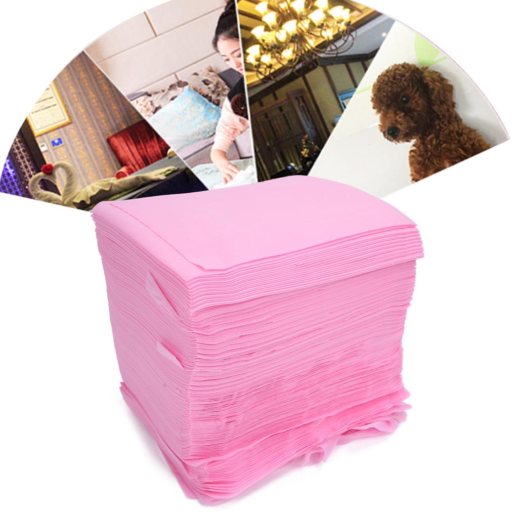 100pcs Disposable Bed Sheet Beauty Salon Soft NonWoven Bed Sheet with Hole (Pink)