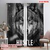 2 Stück 2D Flachdruck Vorhang Wolf Hustle Motivation Polyester Ohne Strom Geburtstagsfeier Perfekt für Stände Studio