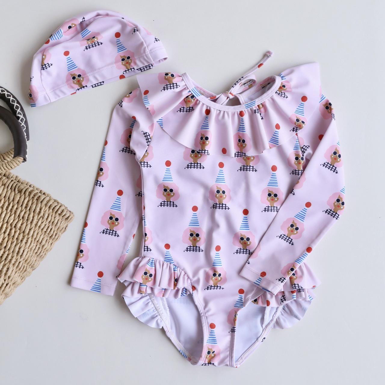 

Быстросохнущий детский слитный купальник с мультяшным принтом – полиэстер, защита от солнца для отдыха на открытом воздухе 100