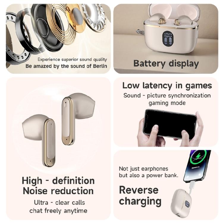 Long Wireless Bluetooth-compatible Earbuds For Conference Study 8Hrs Use Emergency Phone Charging Feature
