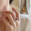 925 Sterling Silver Rings for Women Couple Minimalist Handmade Simple Black Stone Ring Fine Jewelry Gift Prevent Allergy