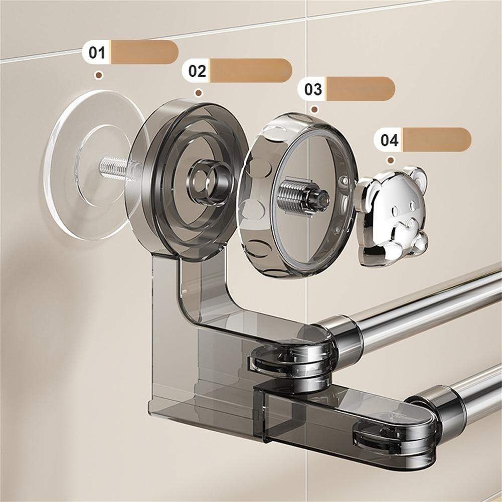 No Drilling Installation Adjustable Towel Bar Bathroom Organization Adjustable Suction Cup Holder Damage-Free Wall Installation