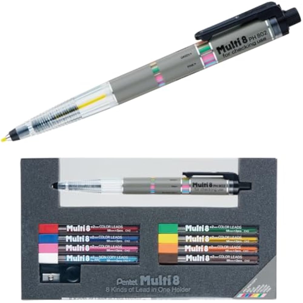 Pentel PH802ST Multi Mechanical Pen Set of 8, 8 Color Cores