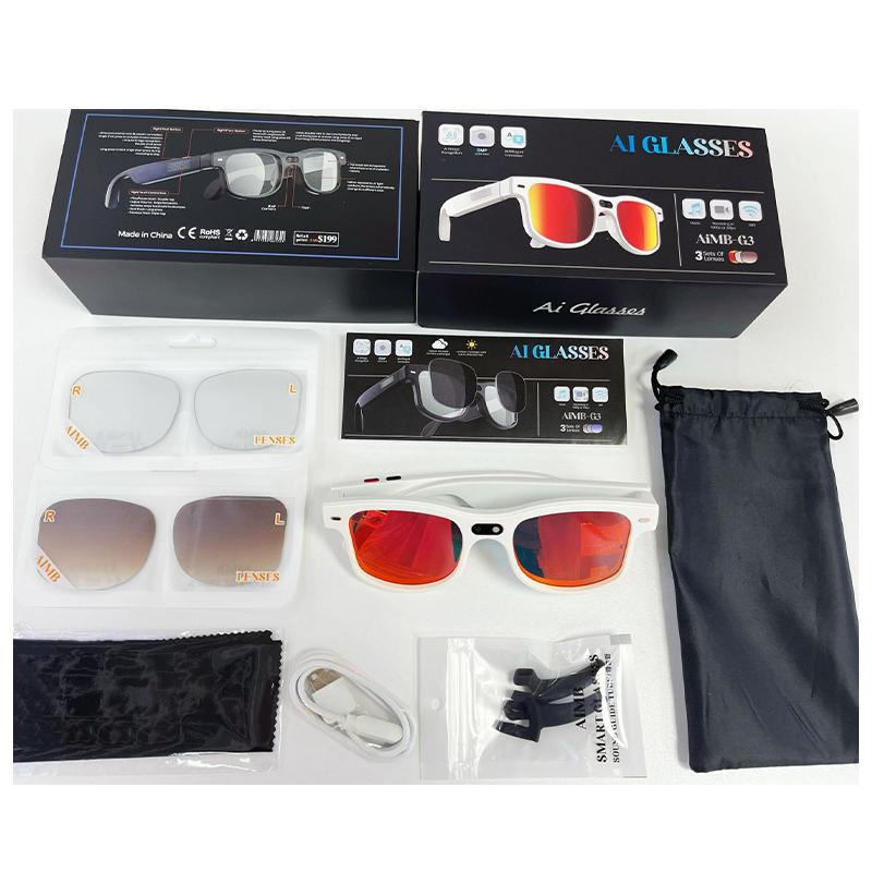 New Multifunctional Glasses with 800W HD Camera Wireless Bluetooth Touch Call Sports Music Real Time Translation AI Smart Glasses  USB Charging Unisex
