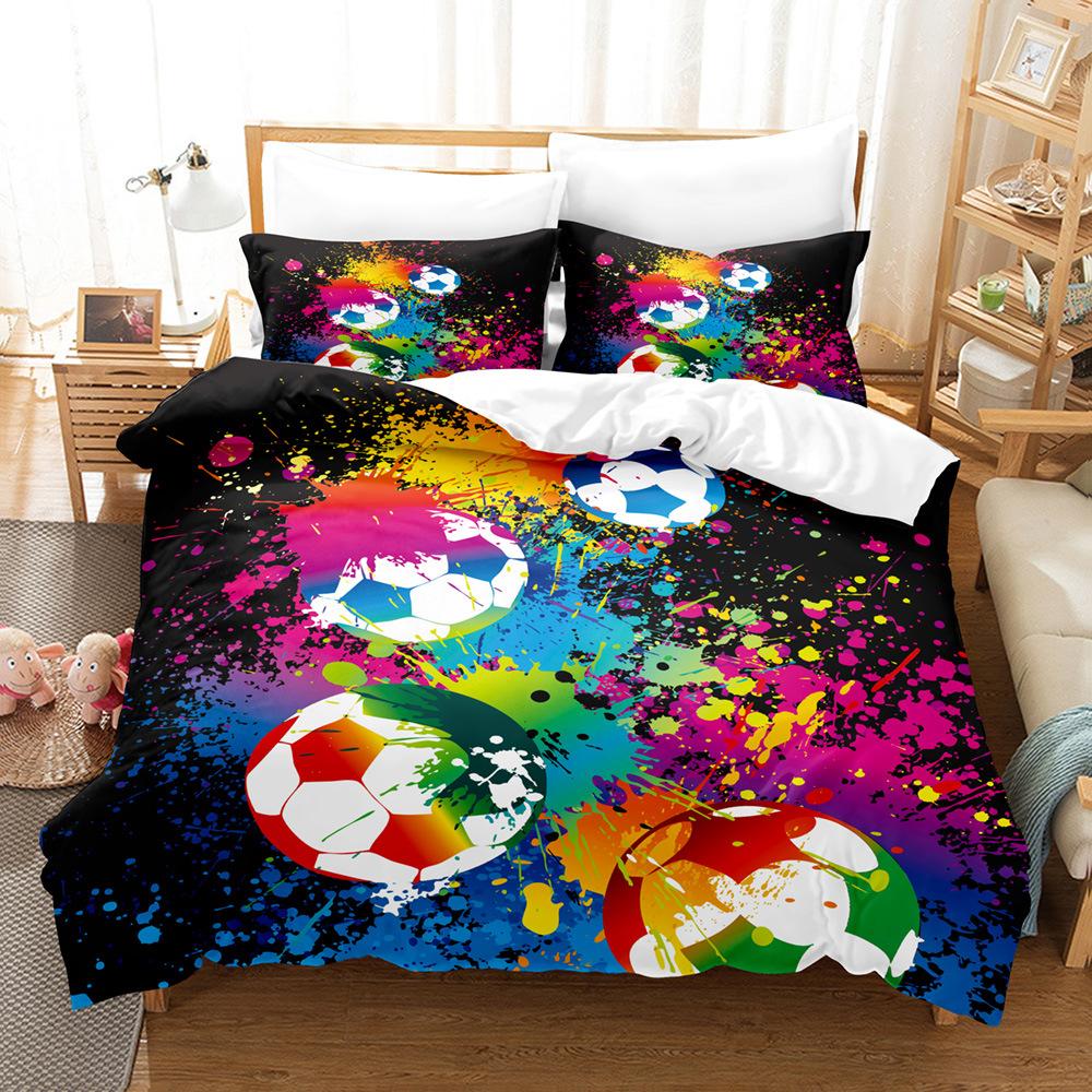 3d Digital Printing Football Three-piece Quilt Cover Set