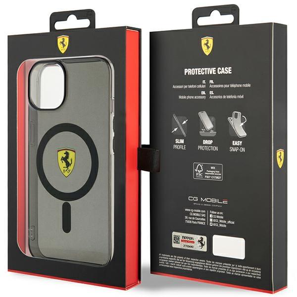 Etui Do iPhone 14 Ferrari Hardcase Translucent MagSafe Czarne