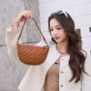 Mini Woven Genuine Leather Crossbody Bag Women Vintage Style Shoulder With Phone Pocket