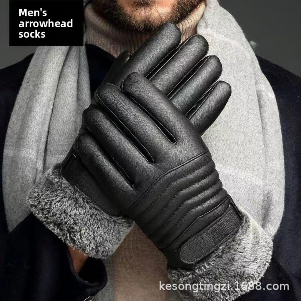 Men's and Women's Touch Screen Leather Gloves Are Warm, Waterproof, Windproof, and Thickened with Fleece for Outdoor Motorcycle Riding In Winter