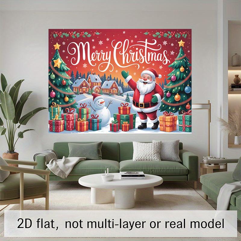 2D flat banner, 1 piece, Santa Claus and snowman background decoration background photo props
