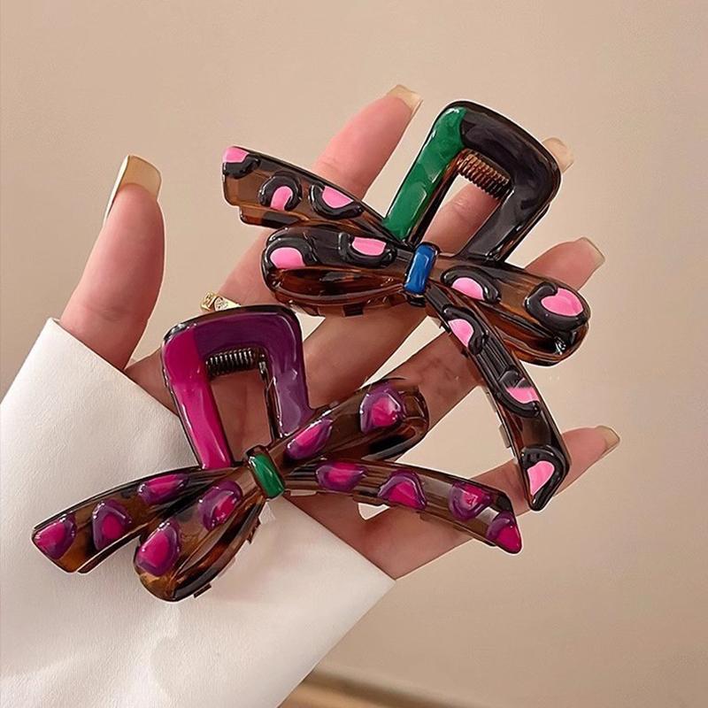 Y2k Bow Hair Claw Clip Oil Dripping Colorful Bowknot Shark Clip New Elegant Cute Sweet Women Hair Accessories