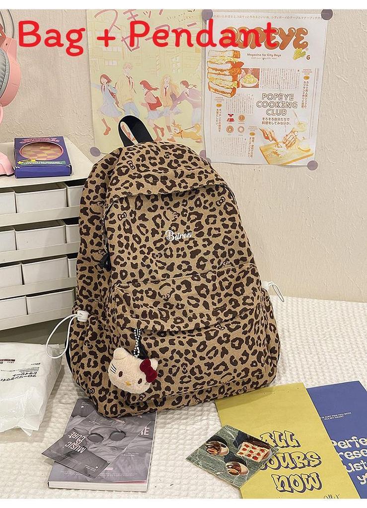 Style Leopard Print Backpack For School Girls With Canvas And Laptop Pocket
