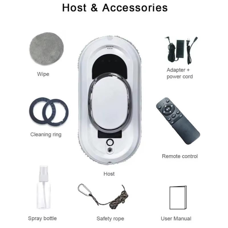 

Интеллектуальный робот для мытья окон, Электрический очиститель стекла с пультом дистанционного управления для домашних окон высотных балконов, очиститель окон EU&Yes белый