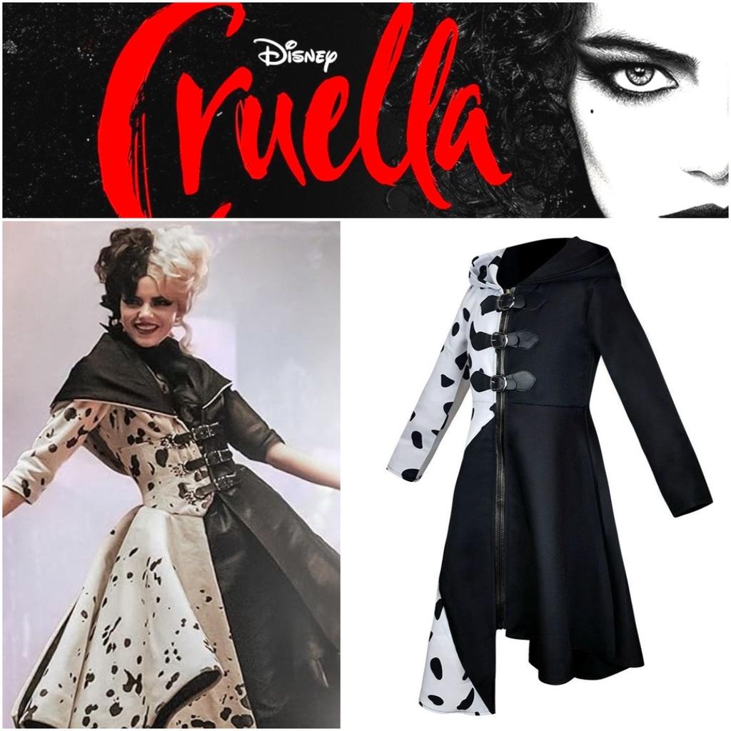 101 Dalmatiner Schwarzweiß Hexe Cruella De Vil Cosplay Kleid