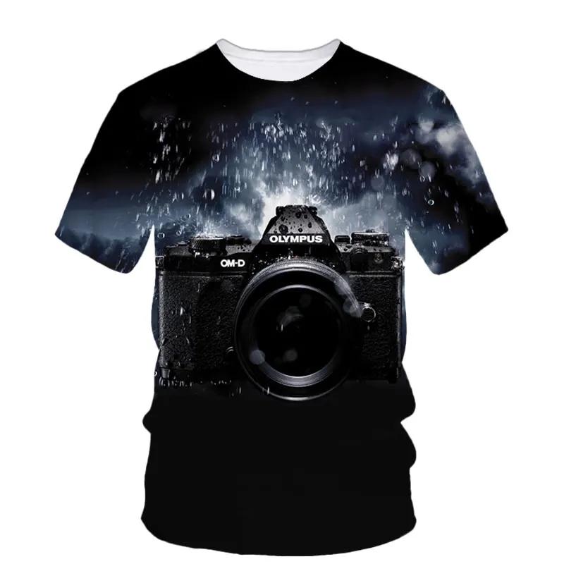 Fashion New Camera Photography Pattern Men's Printed T-shirt Street Harajuku O-neck Extra Large Short Sleeved Top