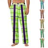 Pantalon Décontracté à Poches Imprimé à Rayures et Carreaux pour Homme Pantalon de Pyjama d'Intérieur