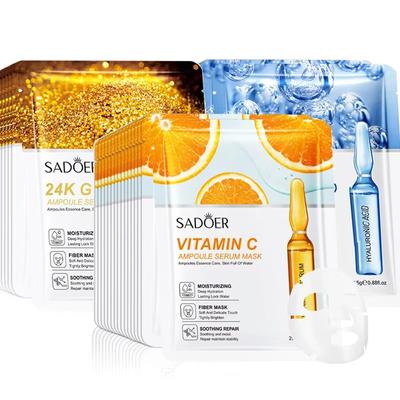 15 pezzi Maschera Viso Oro 24K Acido Ialuronico Rassodante Idratante Antirughe Sbiancante Maschere Viso Prodotti per la Cura della Pelle