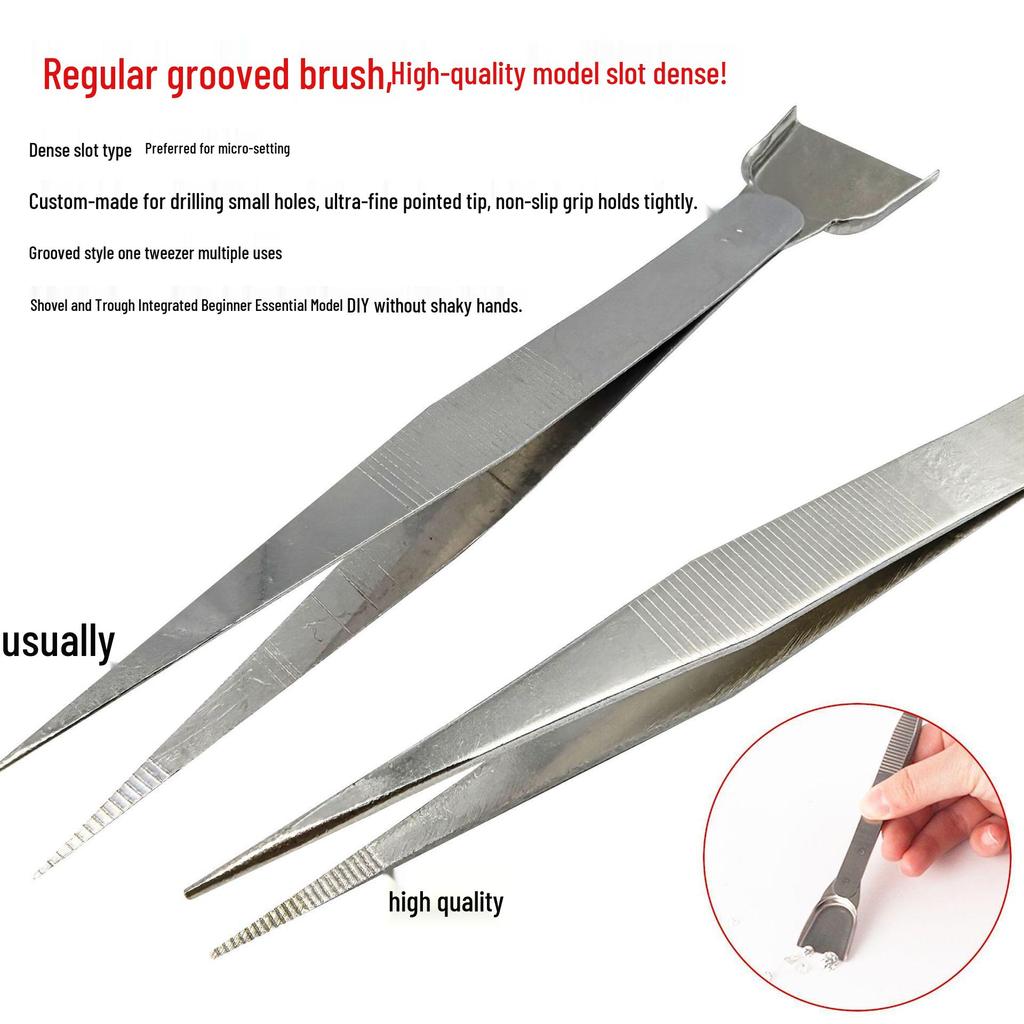 Diamant Pinzette aus Edelstahl mit multifunktionalem gerilltem Anti-Rutsch-Griff für Schmuckherstellung und Goldschmelzen