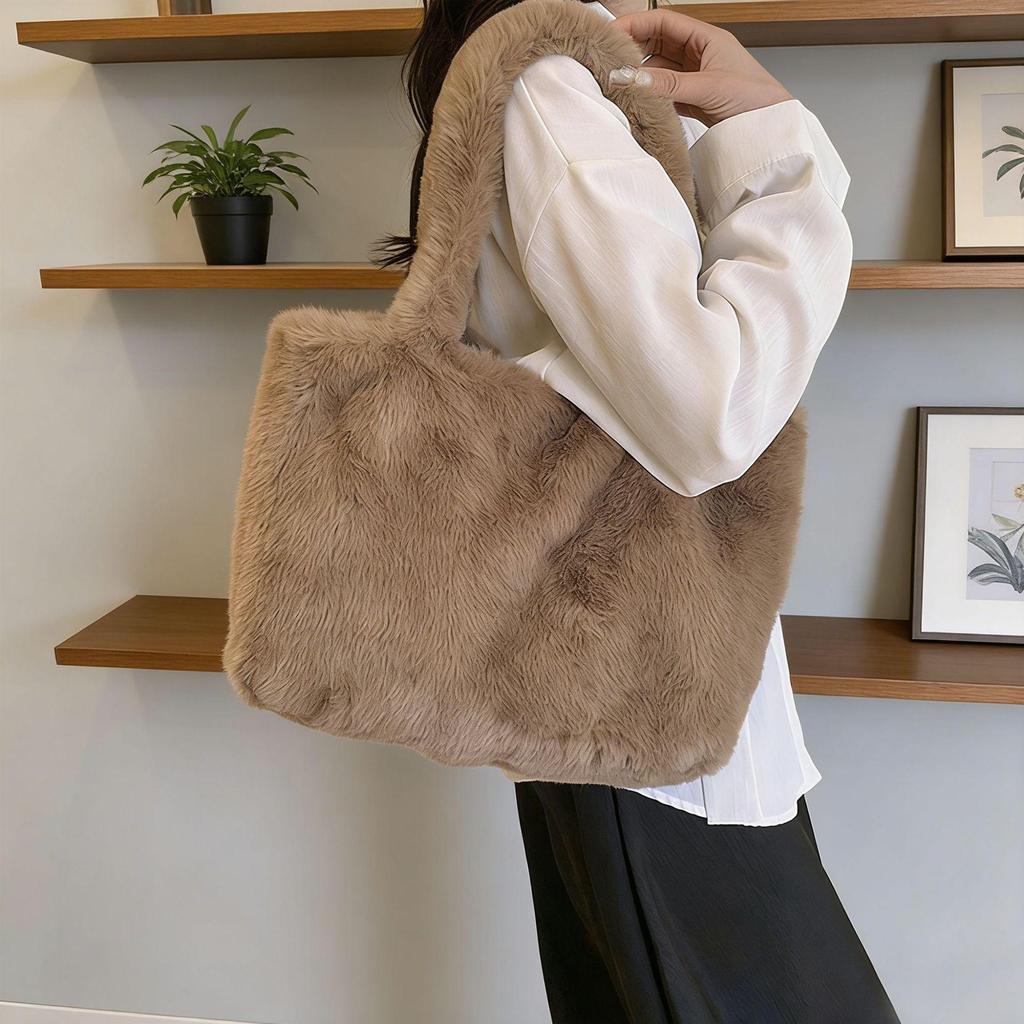 Women's Plush Tote: Stylish, Spacious & Versatile Shoulder Bag for Commuting