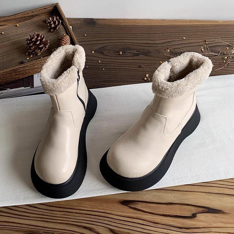 

Thick-soled snow boots for women in the winter of 2025, new round head height increase, small man with velvet to keep warm, Northeast large cotton s 40