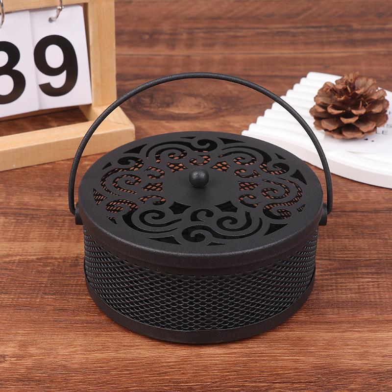 

Противомоскитная огнестойкая противомоскитная бытовая с чехлом переносная кованая сандаловая курильница от комаров чёрный