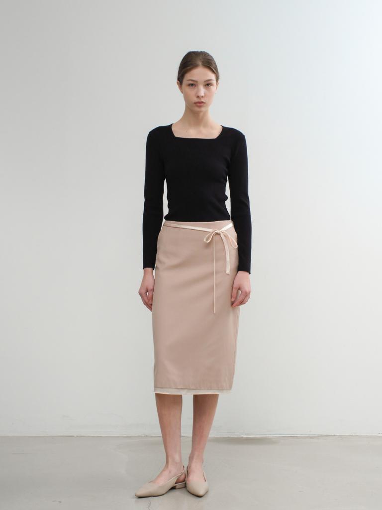 Antome Elin Layered Skirt (Rose Beige)