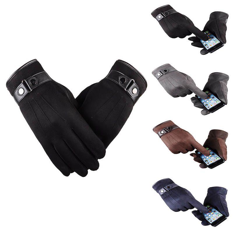 Herren Winter Warme Wildleder PU-Leder Fleecegefüttert Touchscreen Fahrhandschuhe Perfekt für Outdoor-Aktivitäten