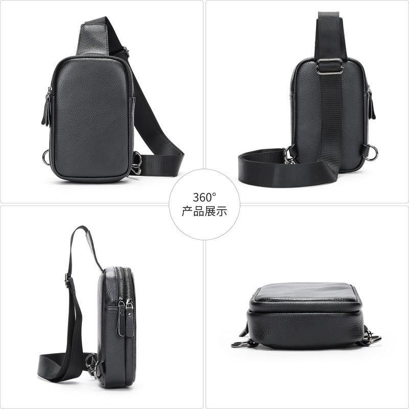 New Genuine Cowhide Chest Bag With Large Capacity Versatile Crossbody Fashionable Leather Men's Shoulder