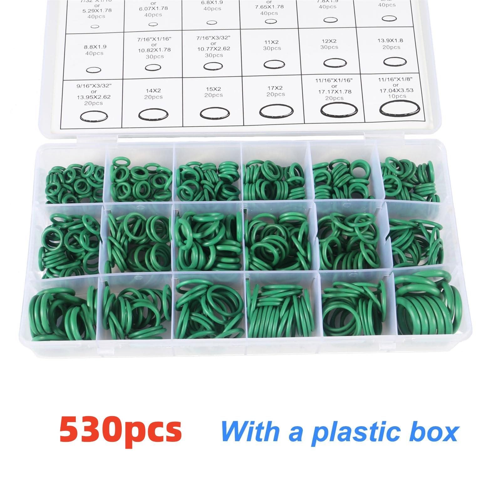 

530Pcs Air Conditioning O Ring Kit, 18 Size Seal Rubber O-Rings Assortment Set for Compressor Automotive A/C Plumbin