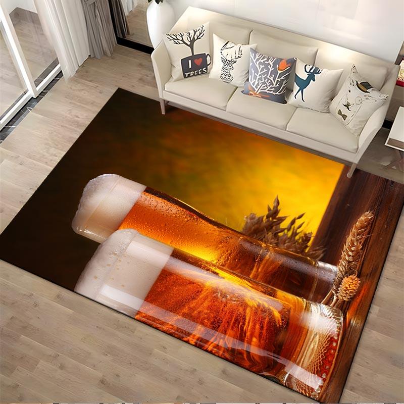 Beer Glasses with Wheat Design on Rustic Table Background and Warm Glow Style Suitable for use as an anti-slip1 for1room and bedroom sofas