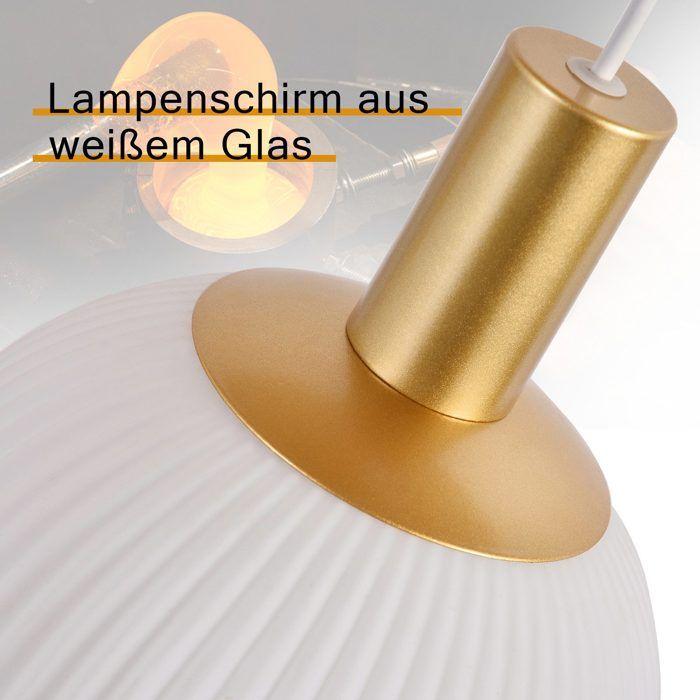 Suspension Dining Table - NETTLIFE - Glass Pendant Lamp - E27 - 3 Bulbs - Gold