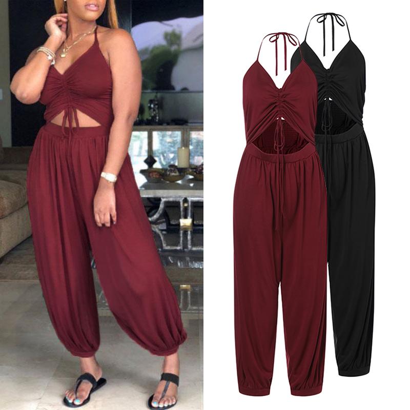 Buy VONDA Summer Sexy Women Sleeveless High Waist Backless Overalls