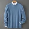 Men's Autumn/Winter Wool Round Neck Solid Color Long Sleeve Loose Fit Knit Sweater Plus Size.