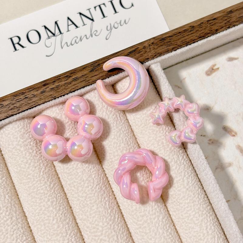 Set di 4 Braccialetti per Orecchie da Donna Senza Foro  Colorati Trasparenti Dopamina Irregolari a Forma di C Clip On Orecchini Gioielli
