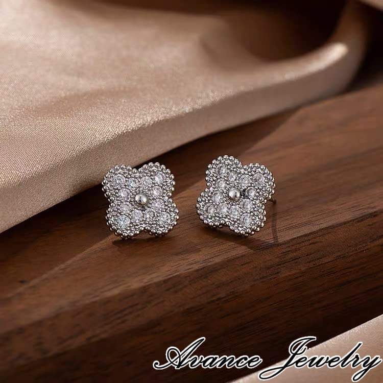 Avance Clover Earrings Necklace - Simple Silver - Popular, Cute, Elegant - Women's (Earrings)