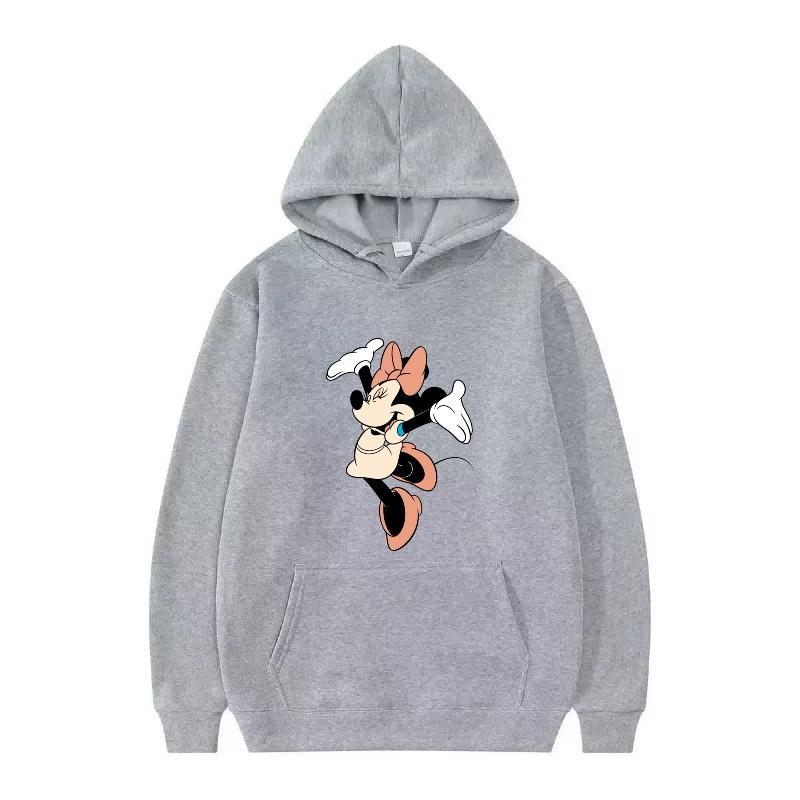 Disney Mickey Mouse Pattern Woman Streetwear Loose Black Winter Tops Clothes Pullovers Ladies Cheap Y2k Hoodies Men Sweatshirts