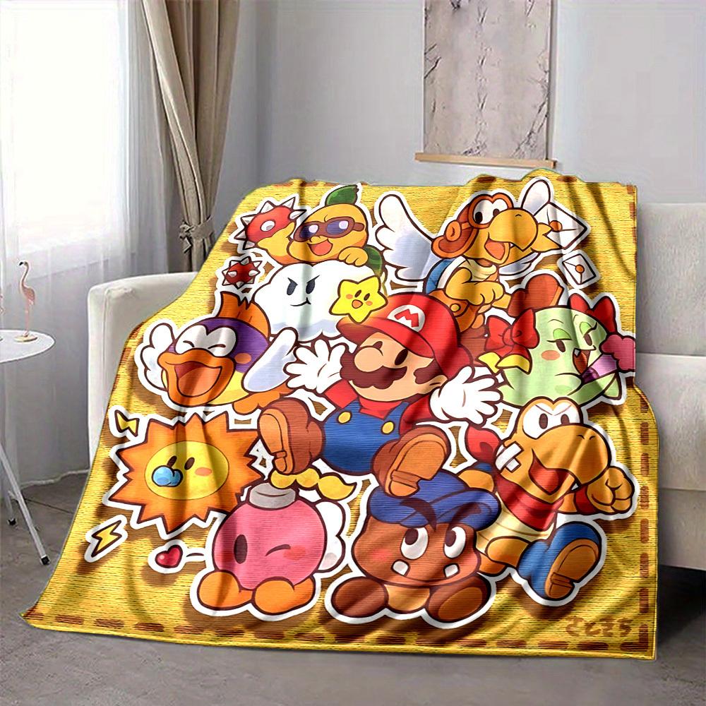 1pc Mario Characters Flannel Blanket, Soft Skin Friendly with Digital Printing, Various Sizes Available for Family, Friends, Birthday