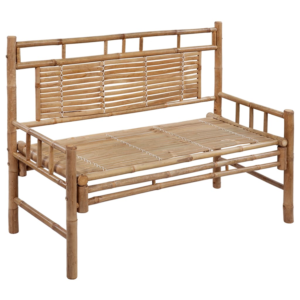 Garden Bench with Cushion 120 Cm Bamboo