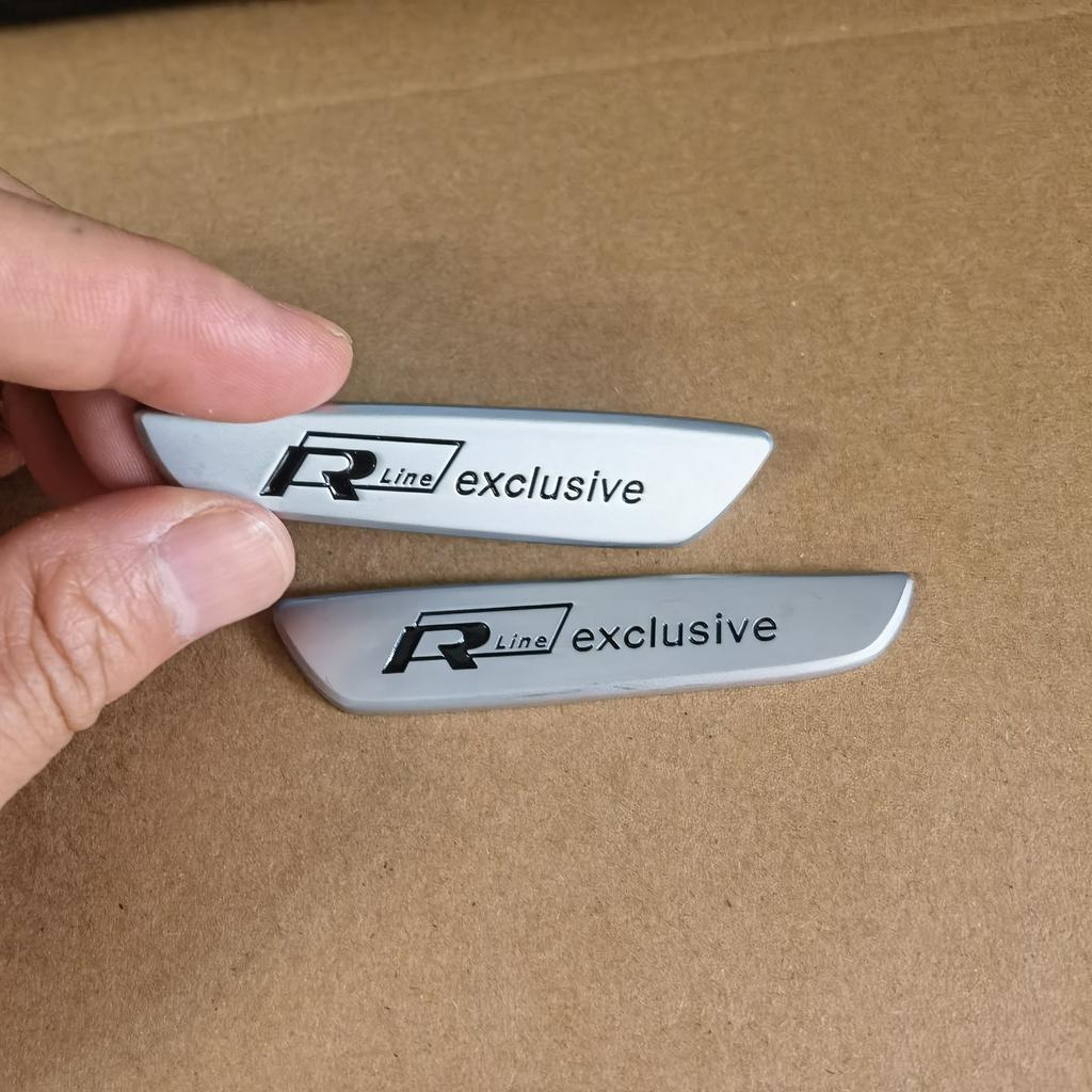2026 Hot For VW VOLKSWAGEN For RLine Exclusive Badge Sticker 2pcs Silver RLine Door Armrest Sticker RLine Interior Sticker For T