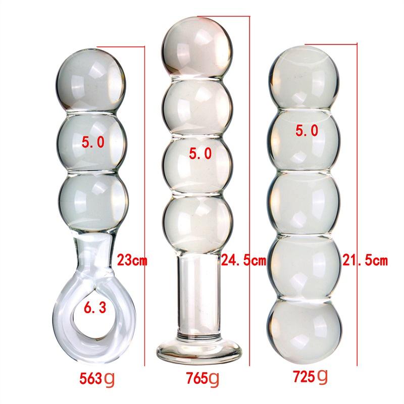 VaHppy Anal Masturbation 3/4/5 Glass Beads 5CM Gay's Sex Toys SM BDSM Anal Plug Unisex Large Long Style