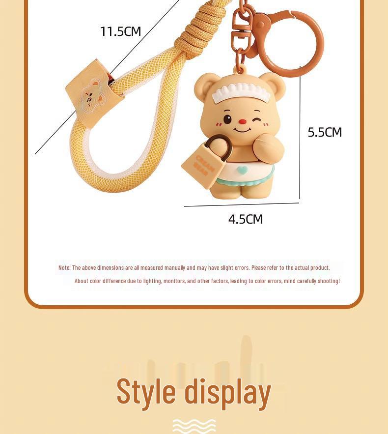 Butter Bear Keychain Ornament – Cute Couple's Backpack & Car Charm
