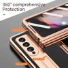 2 Pcs Hinge With Pen For Samsung Galaxy Z Fold 3 2 5g Case With Touch Pen Slot Front Screen Glass Stand Holder Leather Cover