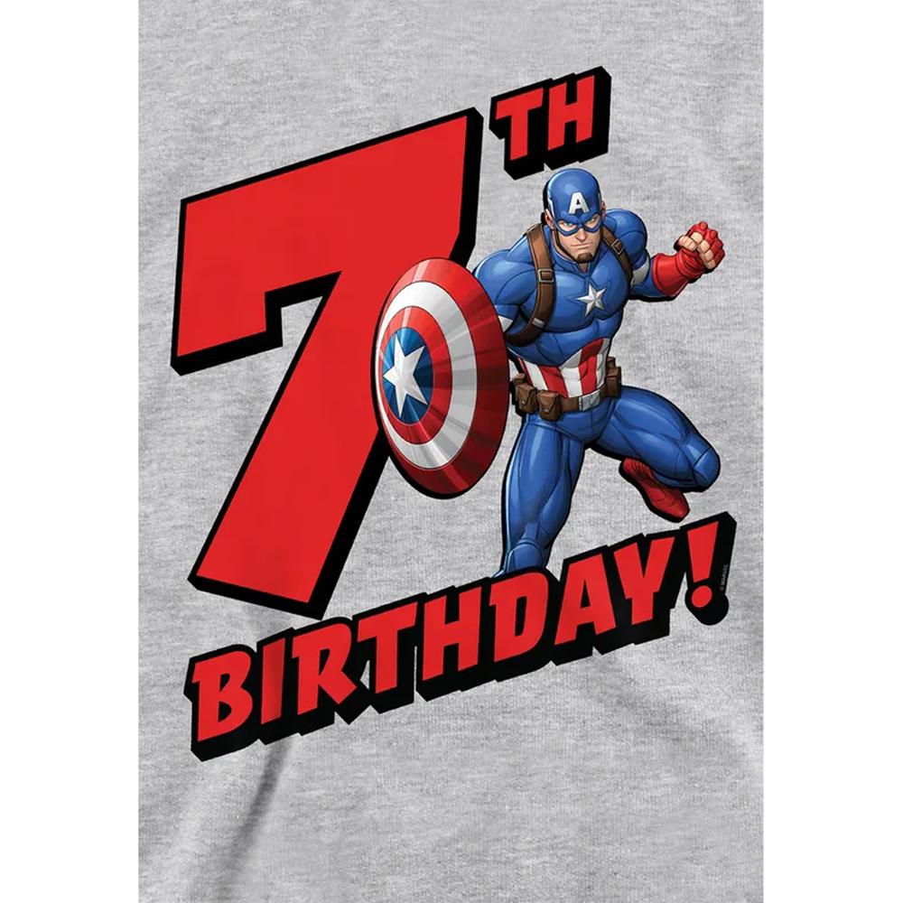 Captain America Childrens/Kids 7th Birthday Heather Pull Over Hoodie