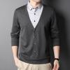 Fake Two-piece Sweater Shirt with Autumn and Winter Men's Business Bottoming Shirt Casual Sweater Long Sleeves