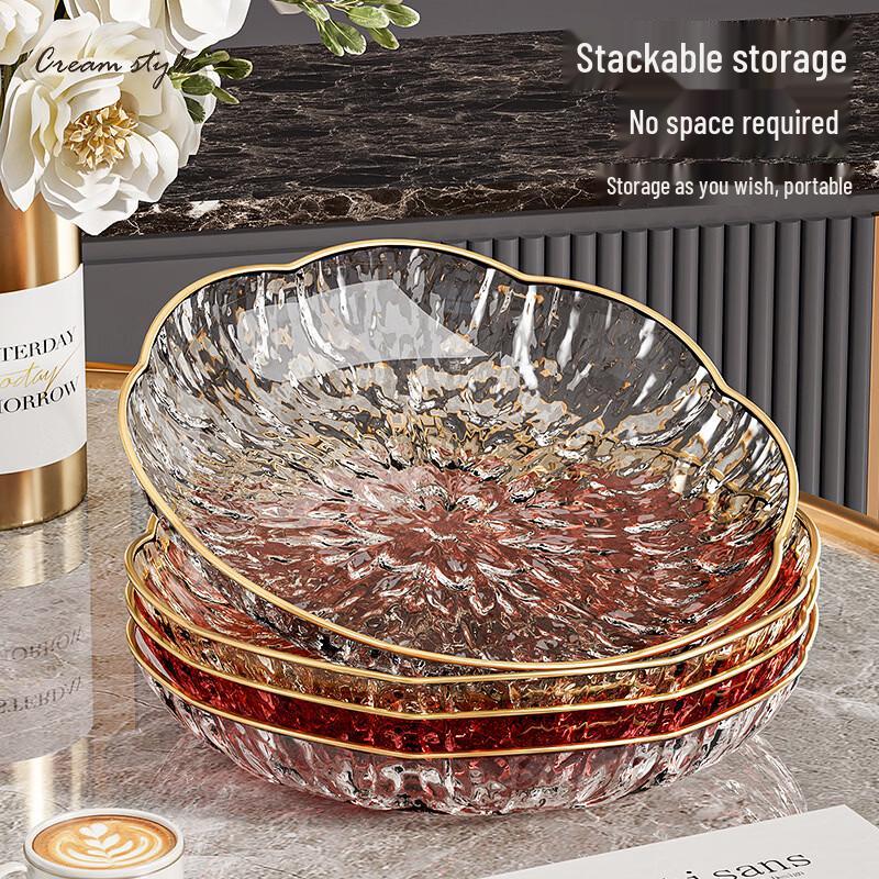 WUHE Transparent Red Large Fruit Plate