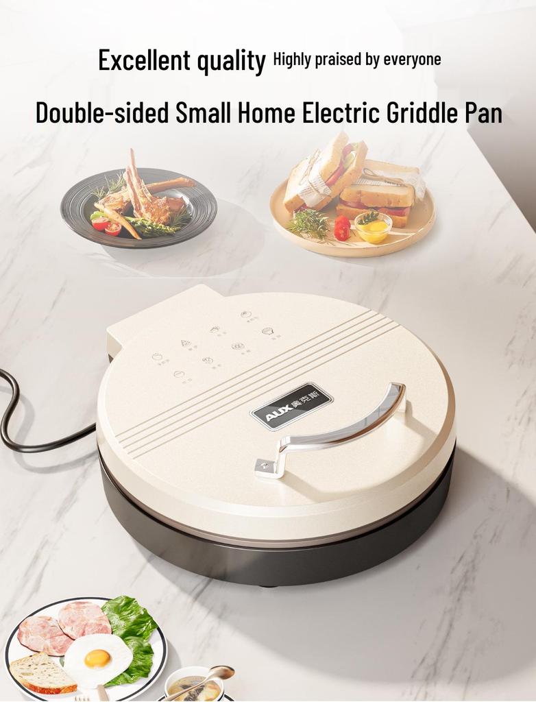 Home Electric Griddle: Double-Sided Heating Pancake & Crepe Maker with Deepened Frying Pan