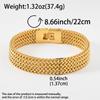 Men Stainless Steel Wide Mesh Chain Bracelet Gold Plated Woven Pattern Bangle Luxury Italian Style Jewelry Gift Valentine's Day