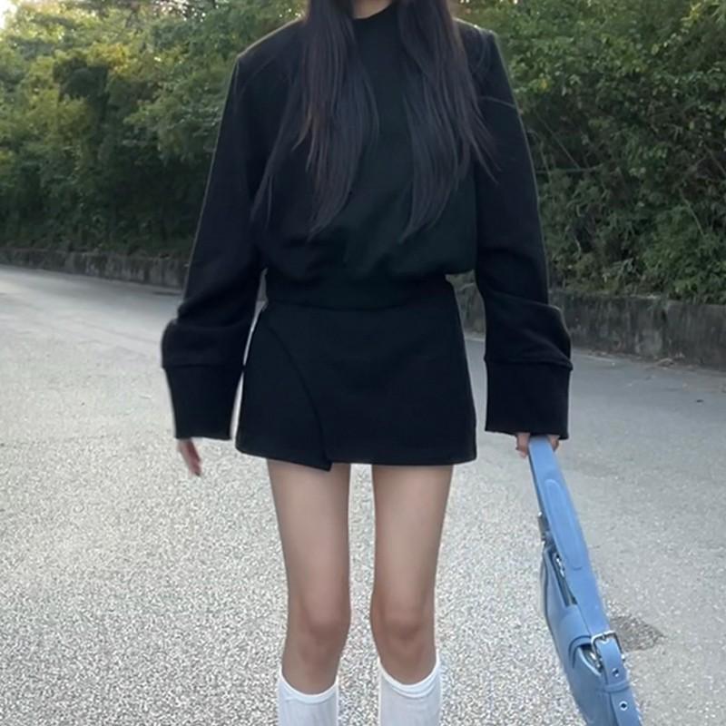 Elegancki komplet dla dziewczynki: sweter z polaru z wysokim kołnierzem i spódnica midi z wysokim stanem na jesień/zimę