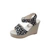 Women's Sandals Wedegs Thick Soled 10cm High Heels Ladies Casual Summer Shoe Female Peep Toe Flowers Beach Heeled Sandales Femme
