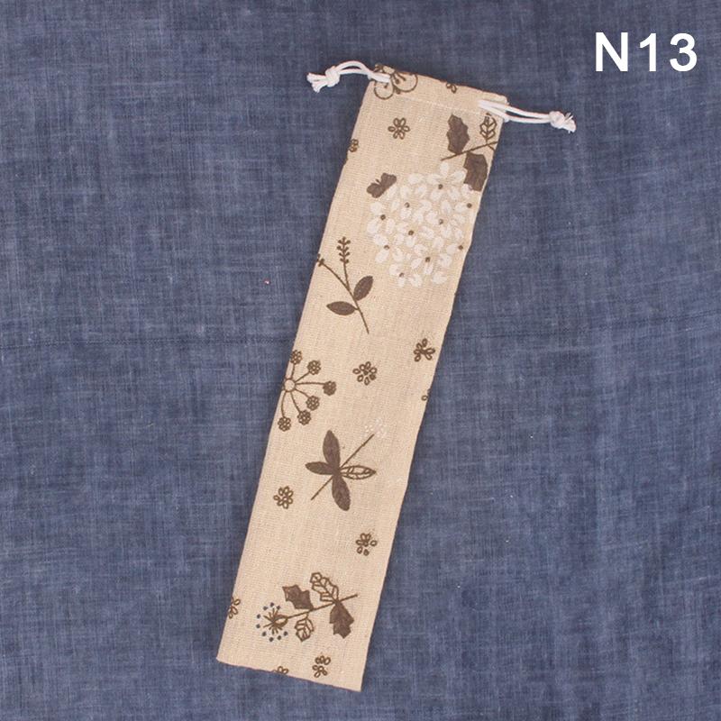 1ks opakovaně použitelný slaměný sáček sáček na kovové slámové příbory Barevné cestovní kempingové hůlky Lžíce Vidlička Nůž Úložný sáček Zásobník