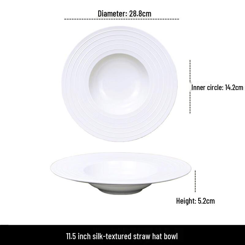 Qianxing Pure White Ceramic Deep Pasta & Salad Bowls